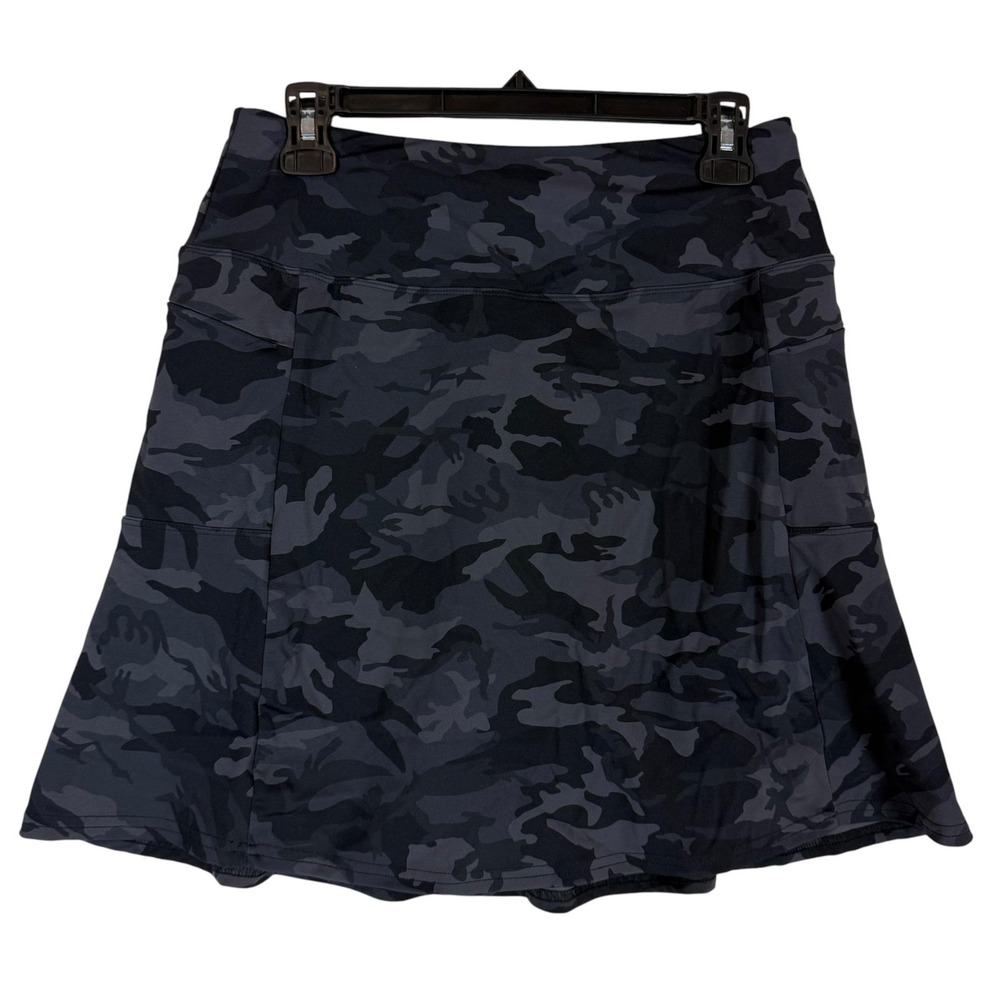 Santiny Skort Womens Medium Gray Camo Athletic Lined Shorts Pockets Running